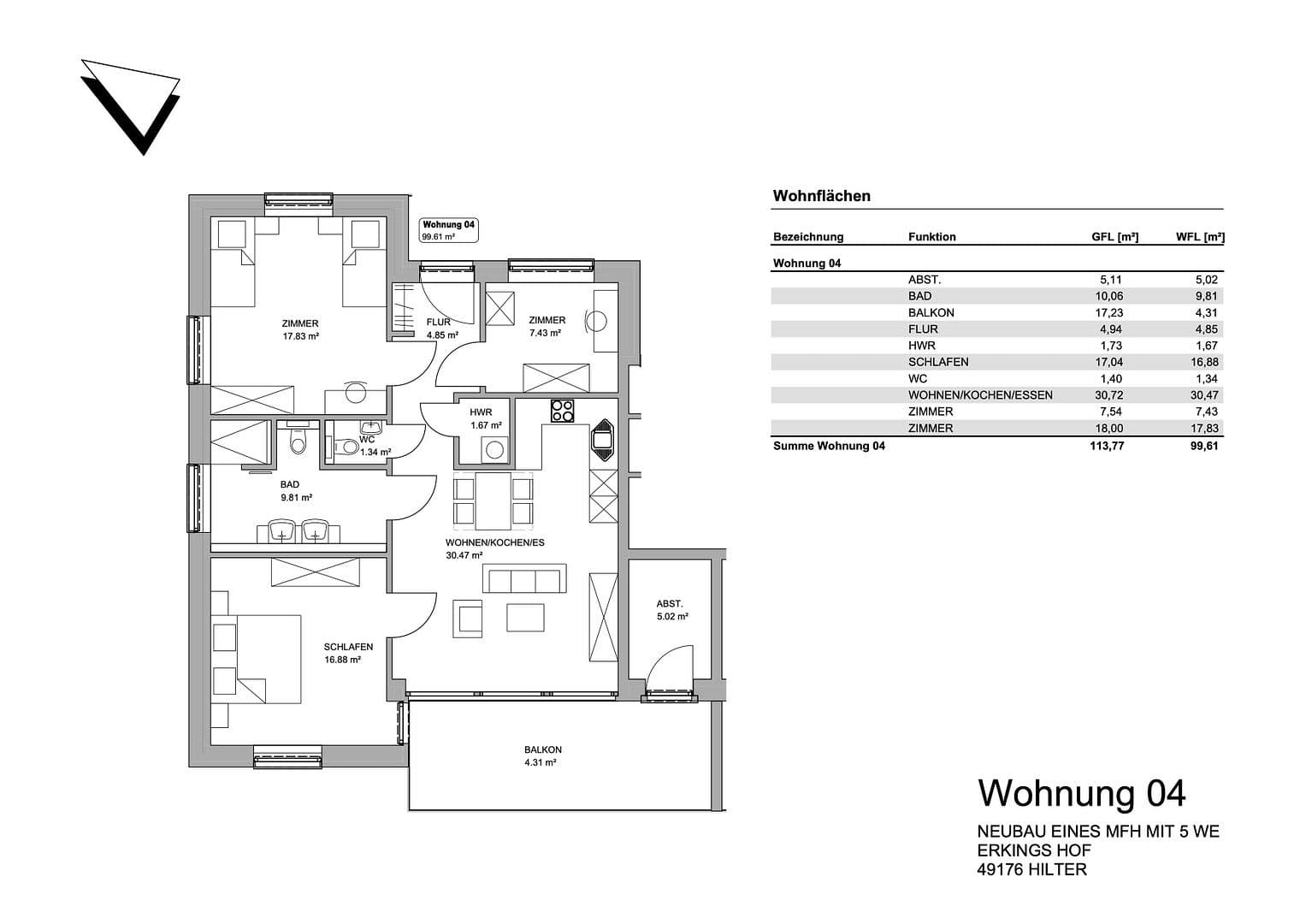 Predaj bytu 4-izbový 100 m², Erkings Hof 2, Hilter, Dolné Sasko Predaj bytu 4-izbový 100 m², Erkings Hof 2, Hilter, Dolné Sasko