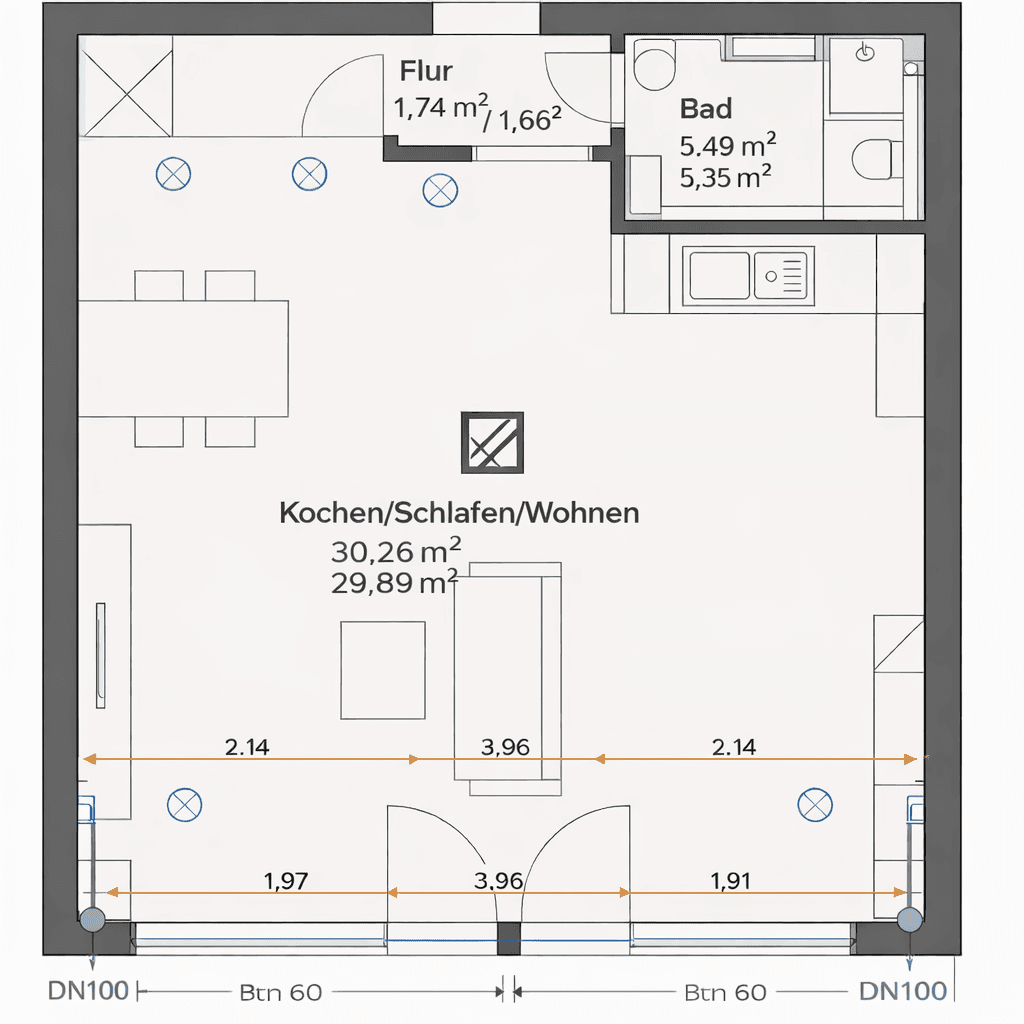 Prenájom bytu 1-izbový 45 m², Heißener Str., Mülheim a. d. Ruhr, Severné Porýnie - Westfálsko Prenájom bytu 1-izbový 45 m², Heißener Str., Mülheim a. d. Ruhr, Severné Porýnie - Westfálsko