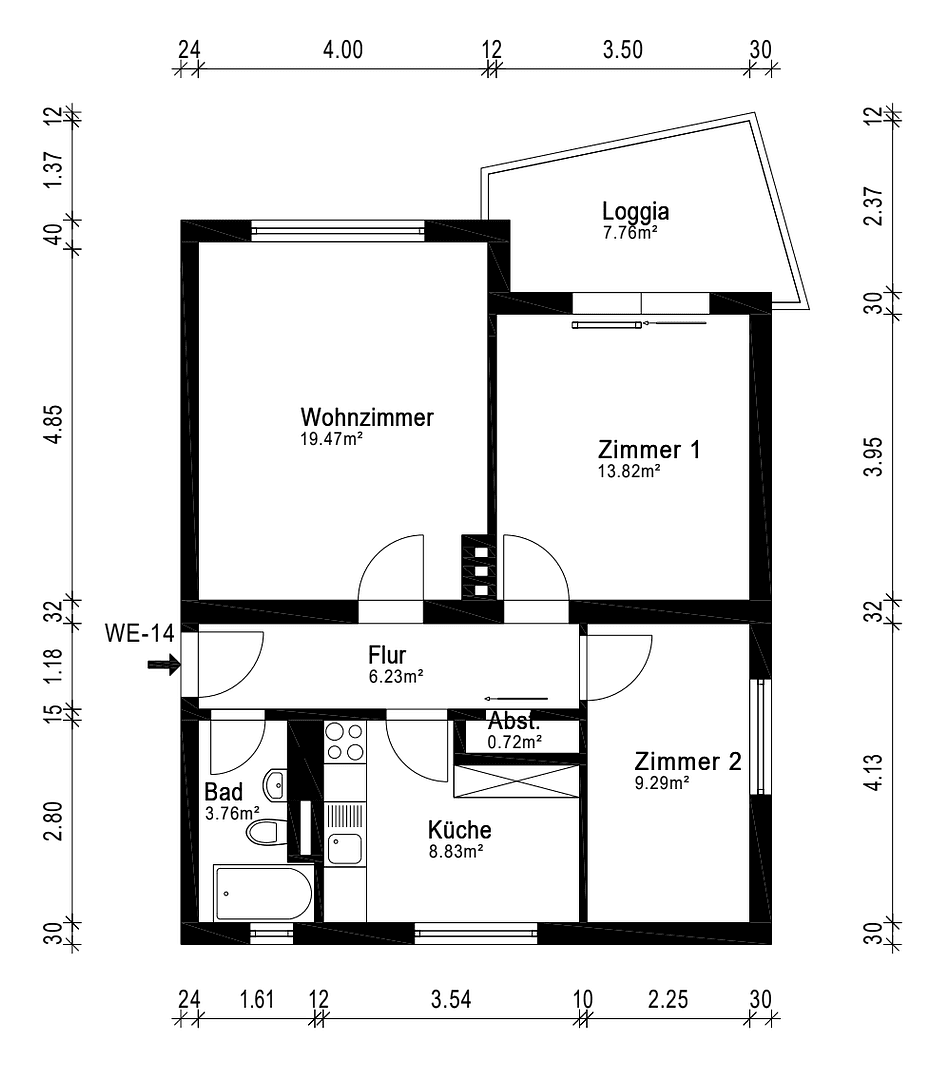 Prenájom bytu 3-izbový 66 m², Bremen, Brémy Prenájom bytu 3-izbový 66 m², Bremen, Brémy