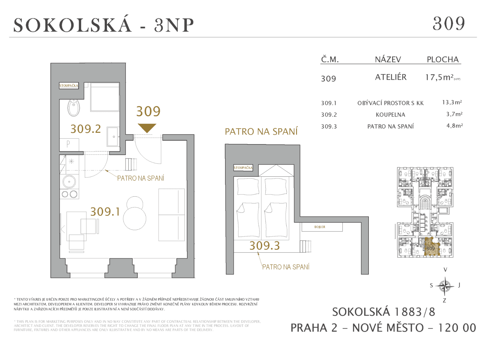 Predaj bytu 1-izbový 18 m², Sokolská, Praha, Praha Predaj bytu 1-izbový 18 m², Sokolská, Praha, Praha