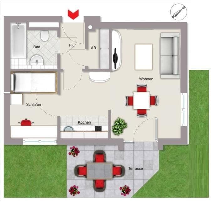 Prenájom bytu 2-izbový 43 m², Rothenburger Str. 55, Nürnberg, Bavorsko Prenájom bytu 2-izbový 43 m², Rothenburger Str. 55, Nürnberg, Bavorsko