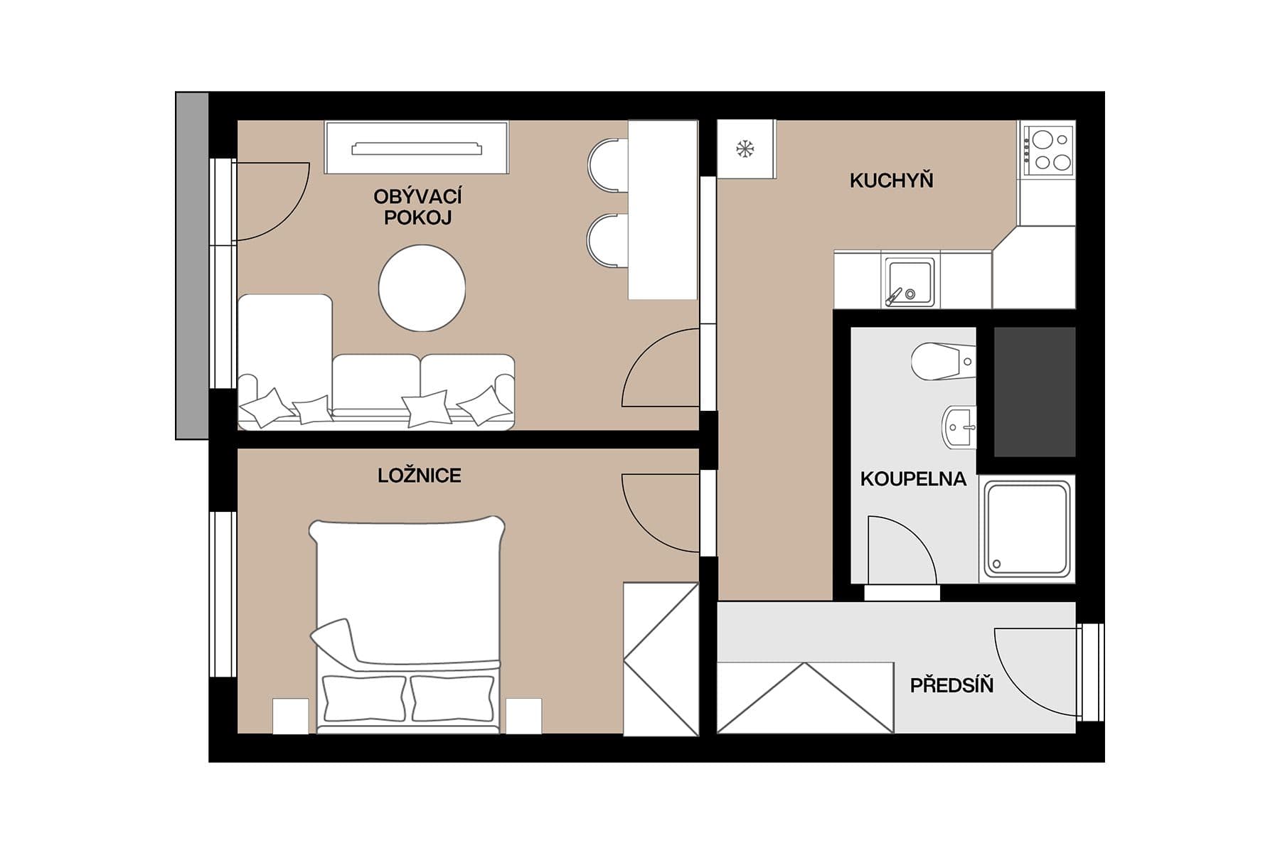 Predaj bytu 2-izbový 43 m², Frýdlantská, Praha, Praha Predaj bytu 2-izbový 43 m², Frýdlantská, Praha, Praha