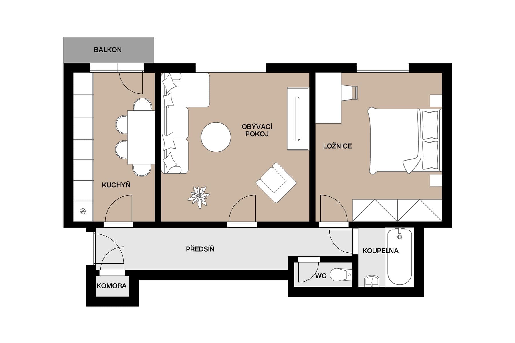 Predaj bytu 2-izbový 58 m², Purkyňova, Brno, Jihomoravský kraj Predaj bytu 2-izbový 58 m², Purkyňova, Brno, Jihomoravský kraj