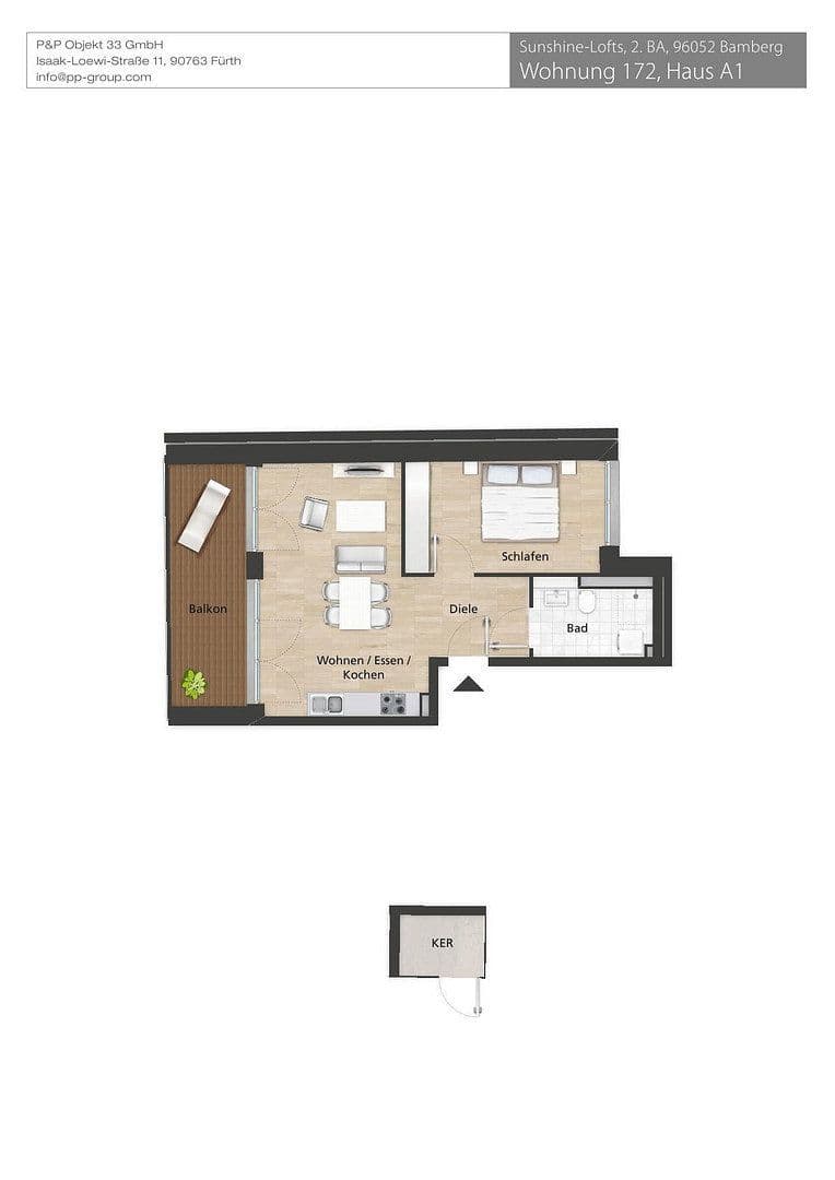 Prenájom bytu 2-izbový 55 m², Lorenz-Krapp-Straße, Bamberg, Bavorsko Prenájom bytu 2-izbový 55 m², Lorenz-Krapp-Straße, Bamberg, Bavorsko