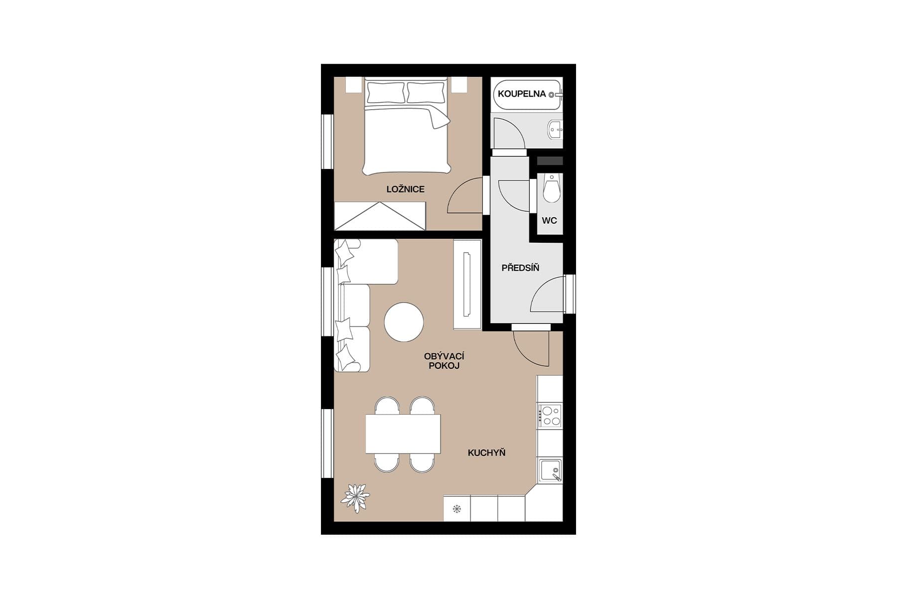 Predaj bytu 2-izbový 48 m², V Bytovkách, Praha, Praha Predaj bytu 2-izbový 48 m², V Bytovkách, Praha, Praha