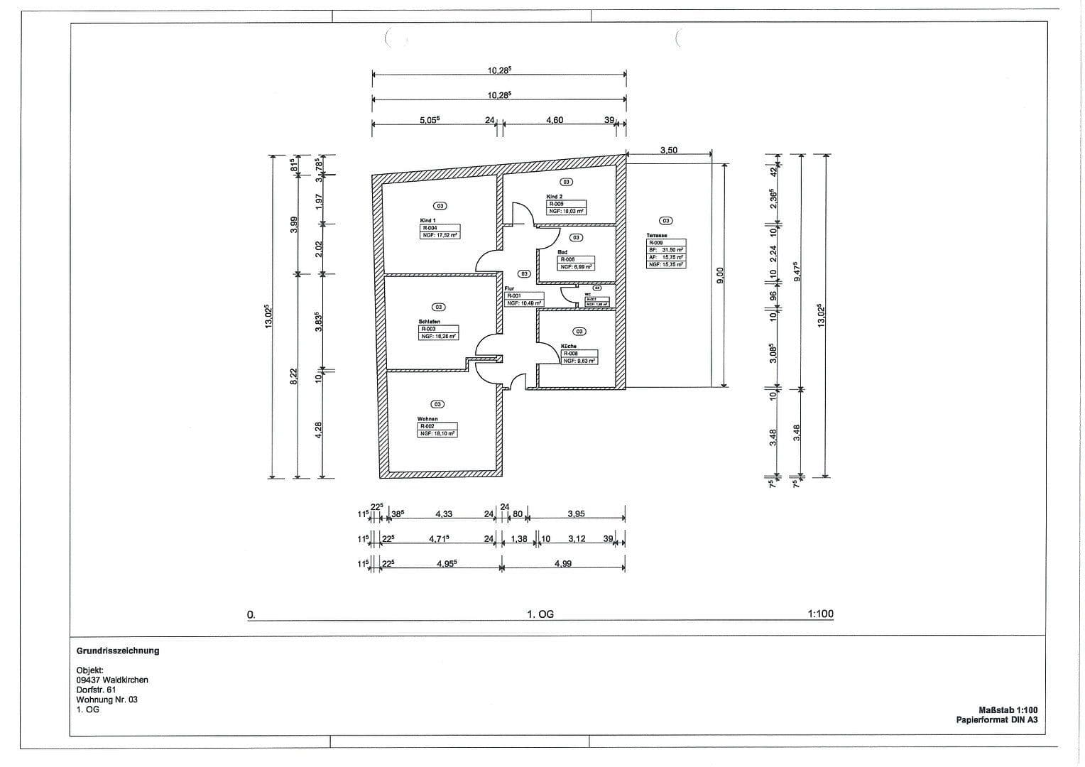 Prenájom bytu 4-izbový 107 m², Dorfstraße 61, Grünhainichen, Sasko Prenájom bytu 4-izbový 107 m², Dorfstraße 61, Grünhainichen, Sasko