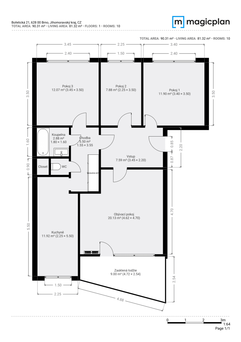 Predaj bytu 4-izbový 82 m², Bořetická, Brno, Jihomoravský kraj Predaj bytu 4-izbový 82 m², Bořetická, Brno, Jihomoravský kraj