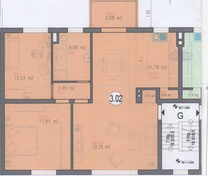 Prenájom bytu 3-izbový 89 m², Hanau, Hesensko Prenájom bytu 3-izbový 89 m², Hanau, Hesensko