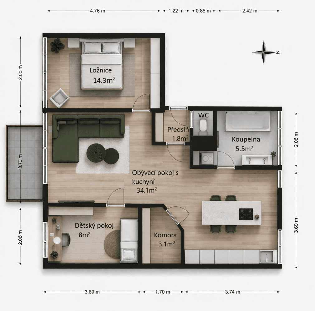 Predaj bytu 3-izbový 70 m², Severní, Hradec Králové, Královéhradecký kraj Predaj bytu 3-izbový 70 m², Severní, Hradec Králové, Královéhradecký kraj