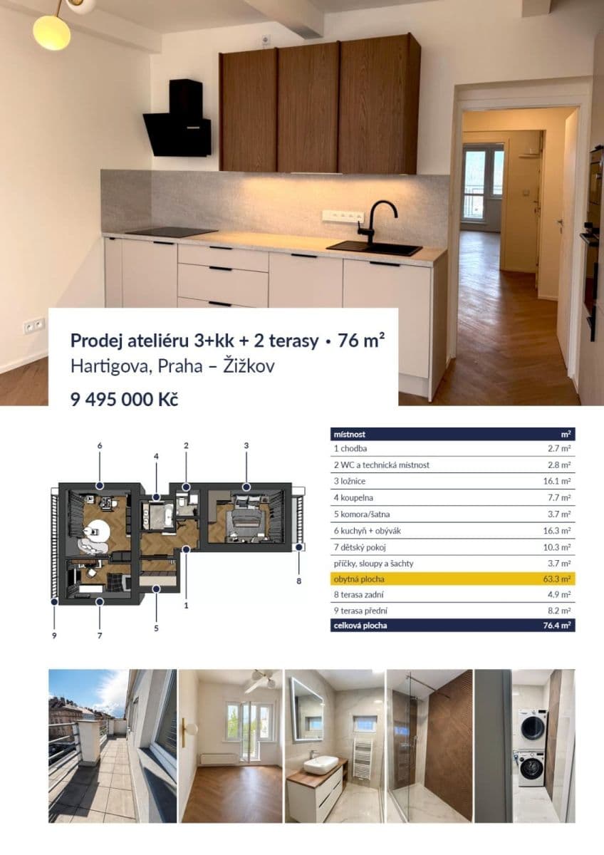 Predaj bytu 3-izbový 76 m², Hartigova, Praha, Praha Predaj bytu 3-izbový 76 m², Hartigova, Praha, Praha