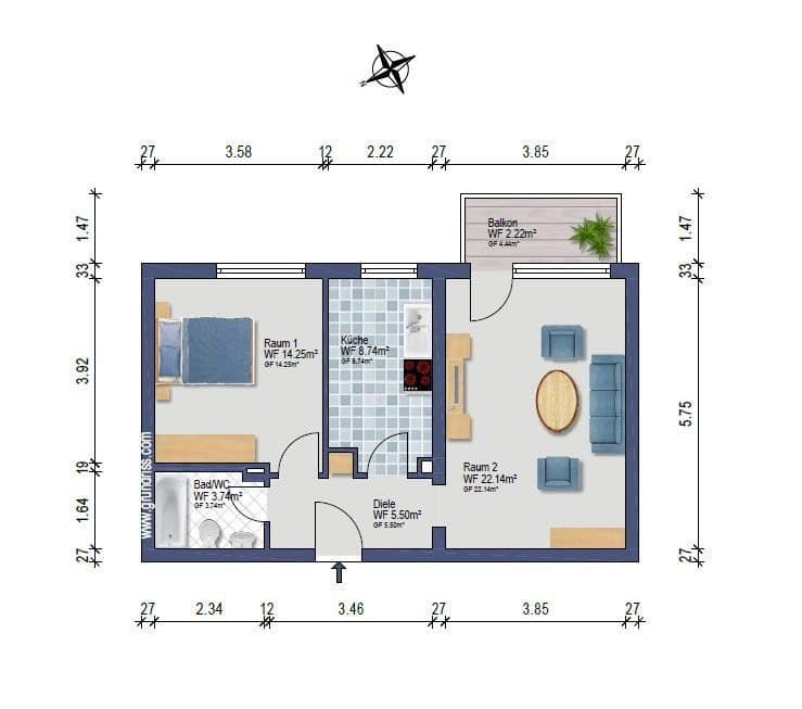 Prenájom bytu 2-izbový 56 m², Heddingheimerstr. 9, Hattersheim am Main, Hesensko Prenájom bytu 2-izbový 56 m², Heddingheimerstr. 9, Hattersheim am Main, Hesensko