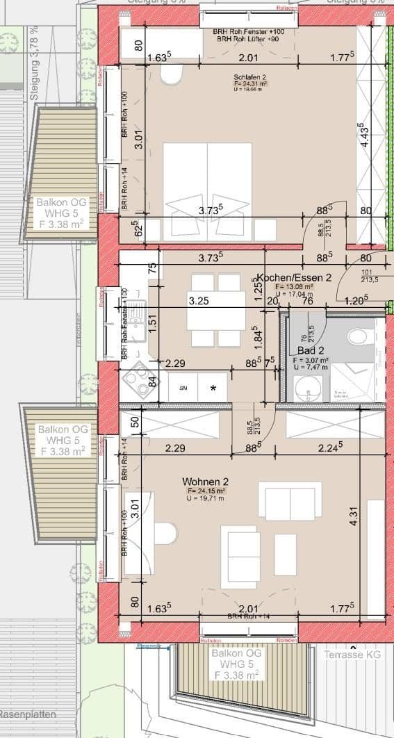 Prenájom bytu 2-izbový 68 m², Gießen, Hesensko Prenájom bytu 2-izbový 68 m², Gießen, Hesensko