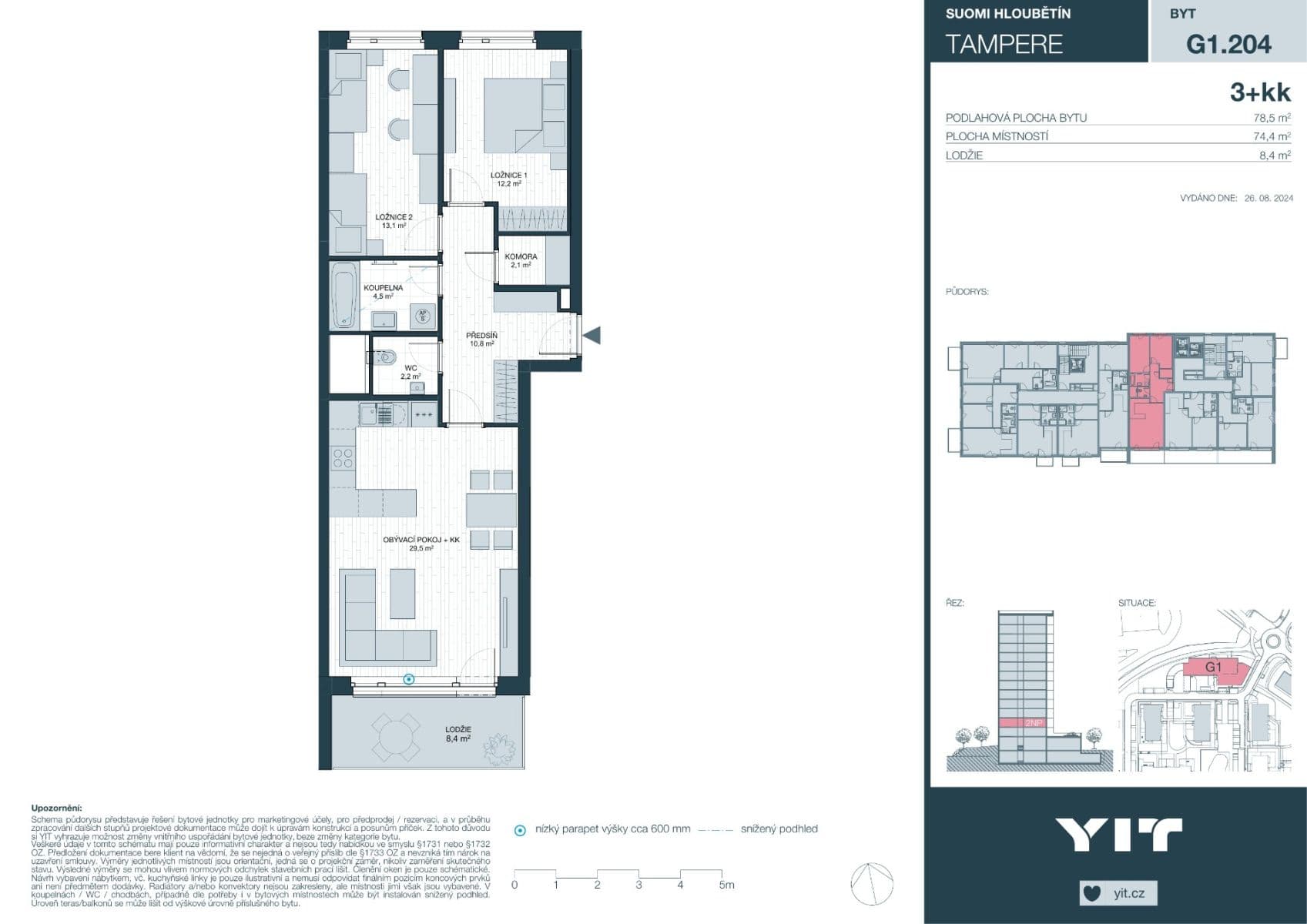 Prenájom bytu 3-izbový 87 m², Waltariho, Praha, Praha Prenájom bytu 3-izbový 87 m², Waltariho, Praha, Praha