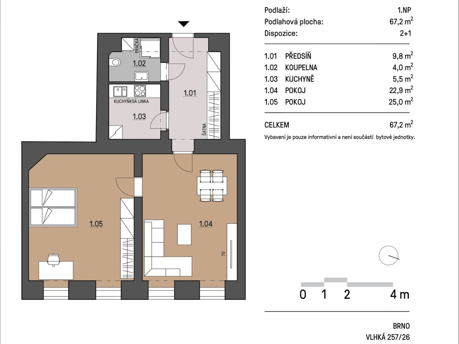 Prenájom bytu 2-izbový 74 m², Vlhká, Brno, Jihomoravský kraj Prenájom bytu 2-izbový 74 m², Vlhká, Brno, Jihomoravský kraj