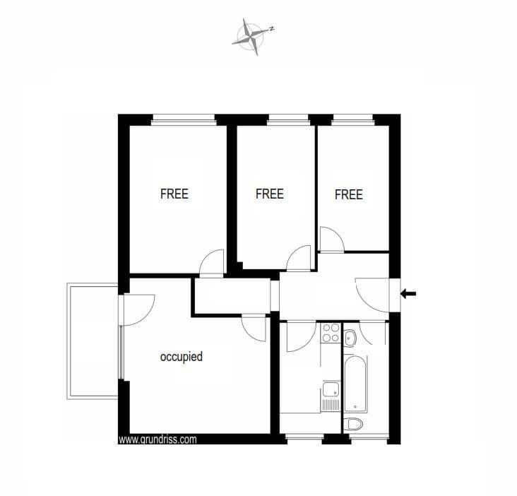 Prenájom bytu 4-izbový 66 m², Gritznerstraße, Berlin, Berlín Prenájom bytu 4-izbový 66 m², Gritznerstraße, Berlin, Berlín