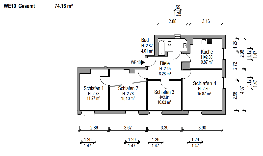 Prenájom bytu 4-izbový 74 m², Emser Strasse 40, Frankfurt, Hesensko Prenájom bytu 4-izbový 74 m², Emser Strasse 40, Frankfurt, Hesensko