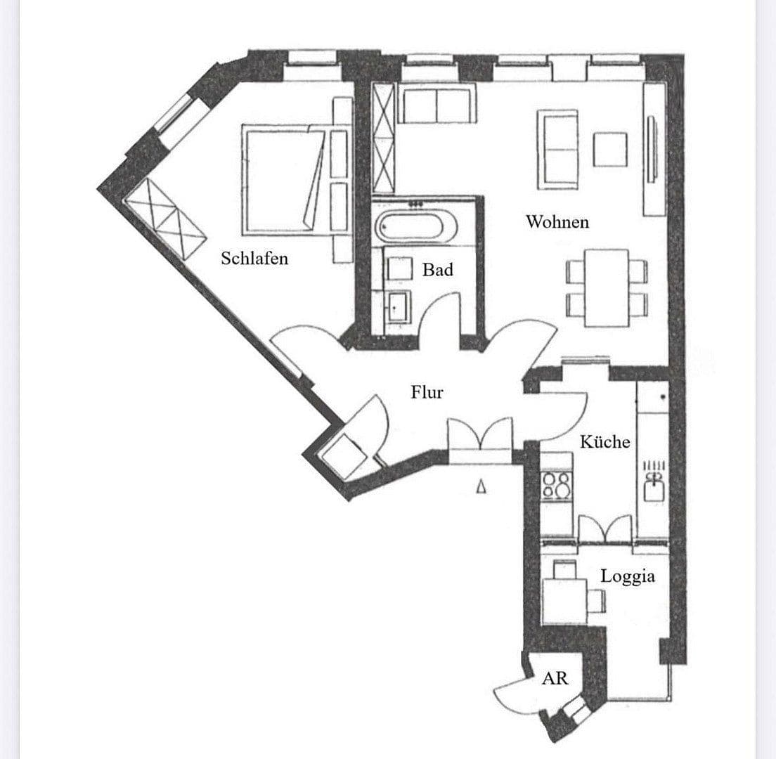 Prenájom bytu 2-izbový 58 m², Engelsdorfer Straße, Leipzig, Sasko Prenájom bytu 2-izbový 58 m², Engelsdorfer Straße, Leipzig, Sasko
