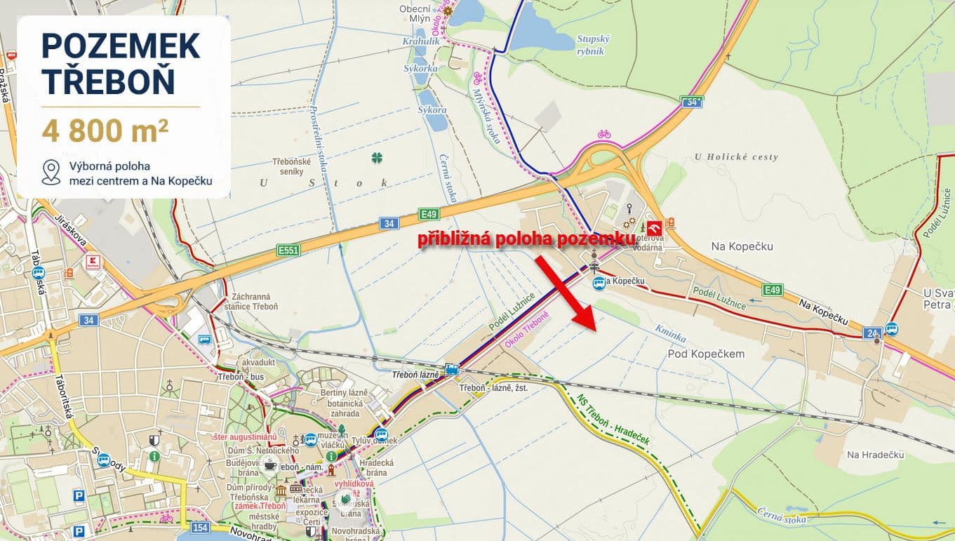 Predaj pozemku 4.800 m², Dukelská, Třeboň, Jihočeský kraj Predaj pozemku 4.800 m², Dukelská, Třeboň, Jihočeský kraj