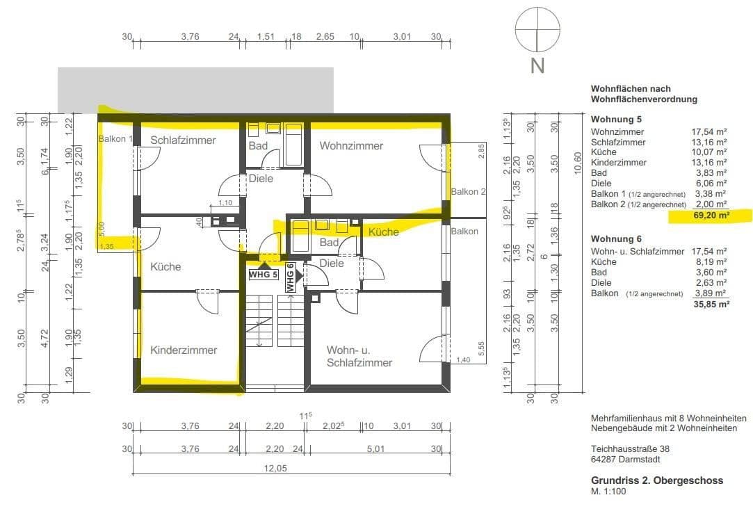 Prenájom bytu 3-izbový 69 m², Teichhausstraße 38, Darmstadt, Hesensko Prenájom bytu 3-izbový 69 m², Teichhausstraße 38, Darmstadt, Hesensko