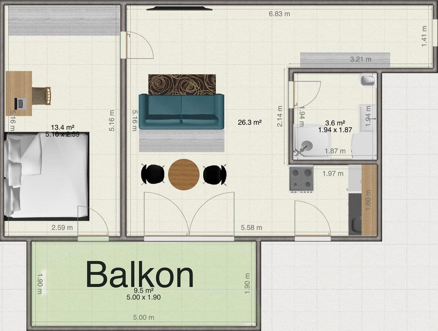 Prenájom bytu 2-izbový 48 m², Fäustlestraße 2, München, Bavorsko Prenájom bytu 2-izbový 48 m², Fäustlestraße 2, München, Bavorsko