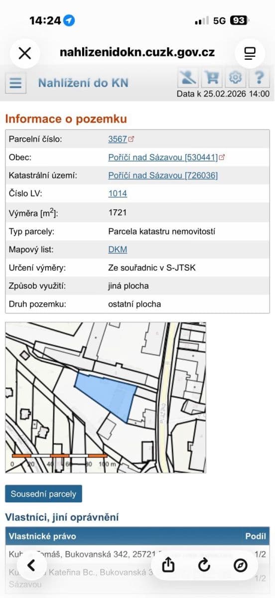 Predaj pozemku 1.934 m², Poříčí nad Sázavou, Středočeský kraj Predaj pozemku 1.934 m², Poříčí nad Sázavou, Středočeský kraj