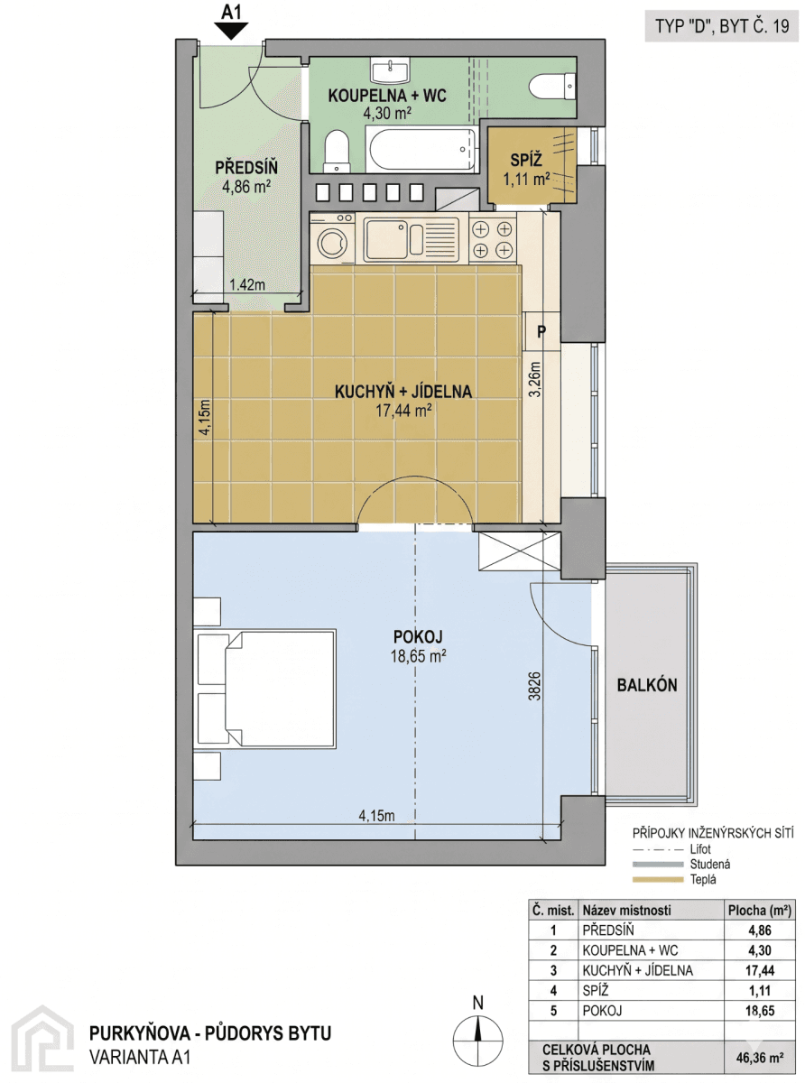 Predaj bytu 2-izbový 46 m², Purkyňova, Brno, Jihomoravský kraj Predaj bytu 2-izbový 46 m², Purkyňova, Brno, Jihomoravský kraj