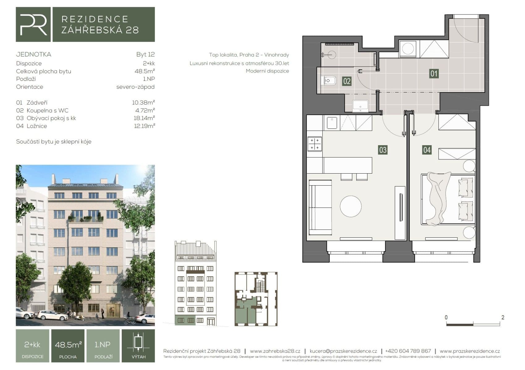 Predaj bytu 2-izbový 49 m², Záhřebská, Praha, Praha Predaj bytu 2-izbový 49 m², Záhřebská, Praha, Praha