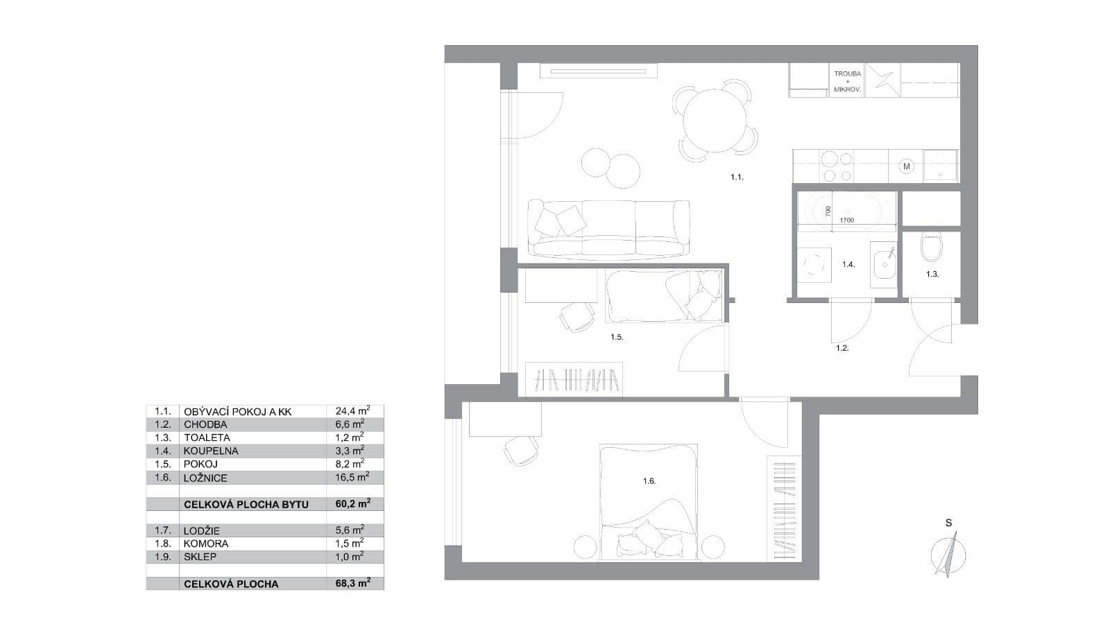 Predaj bytu 3-izbový 68 m², Ke Kateřinkám, Praha, Praha Predaj bytu 3-izbový 68 m², Ke Kateřinkám, Praha, Praha