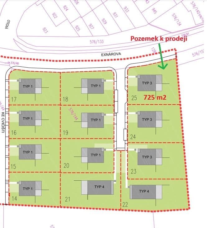 Predaj pozemku 725 m², Exnárova, Praha, Praha Predaj pozemku 725 m², Exnárova, Praha, Praha