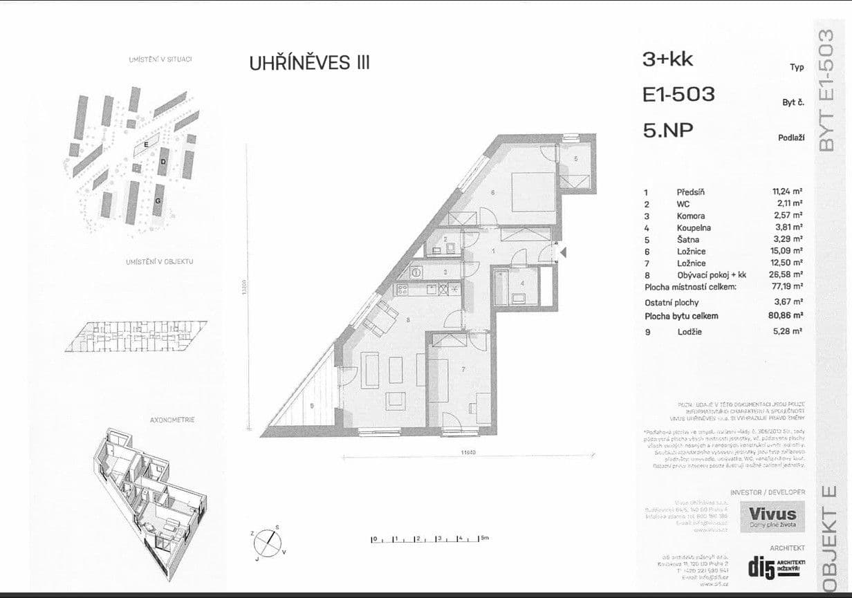 Prenájom bytu 3-izbový 80 m², Ke Kříži, Praha, Praha Prenájom bytu 3-izbový 80 m², Ke Kříži, Praha, Praha