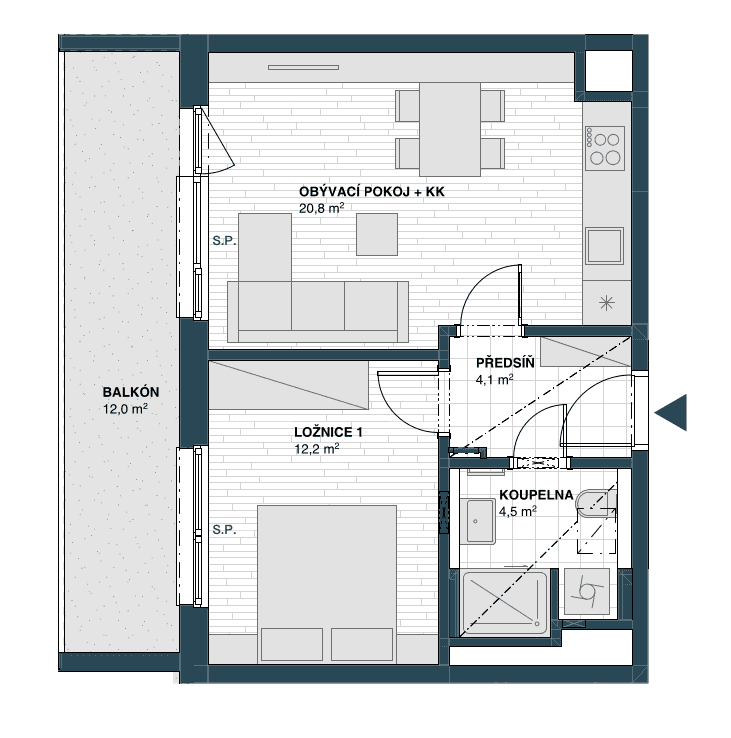 Prenájom bytu 2-izbový 45 m², Hodkovická, Praha, Praha Prenájom bytu 2-izbový 45 m², Hodkovická, Praha, Praha