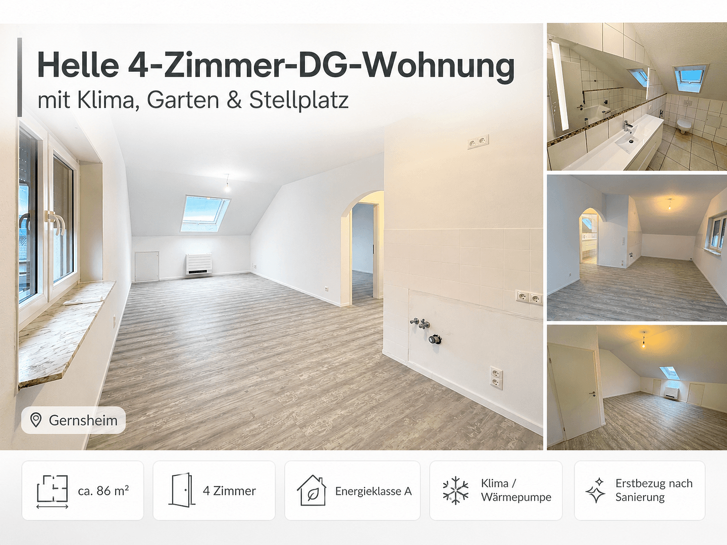 Prenájom bytu 4-izbový 86 m², Gernotstraße, Gernsheim, Hesensko Prenájom bytu 4-izbový 86 m², Gernotstraße, Gernsheim, Hesensko