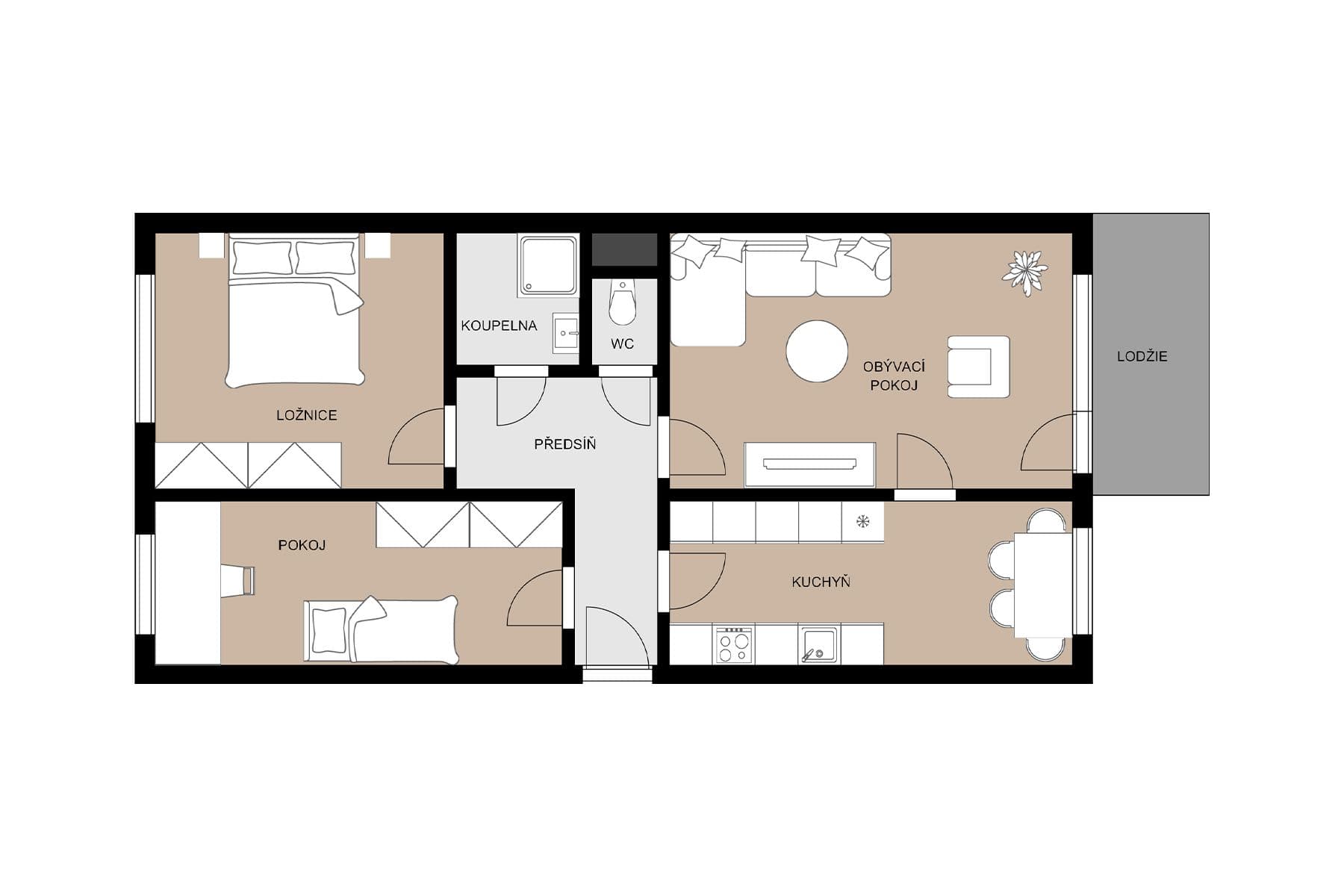 Predaj bytu 3-izbový 65 m², Krynická, Praha, Praha Predaj bytu 3-izbový 65 m², Krynická, Praha, Praha