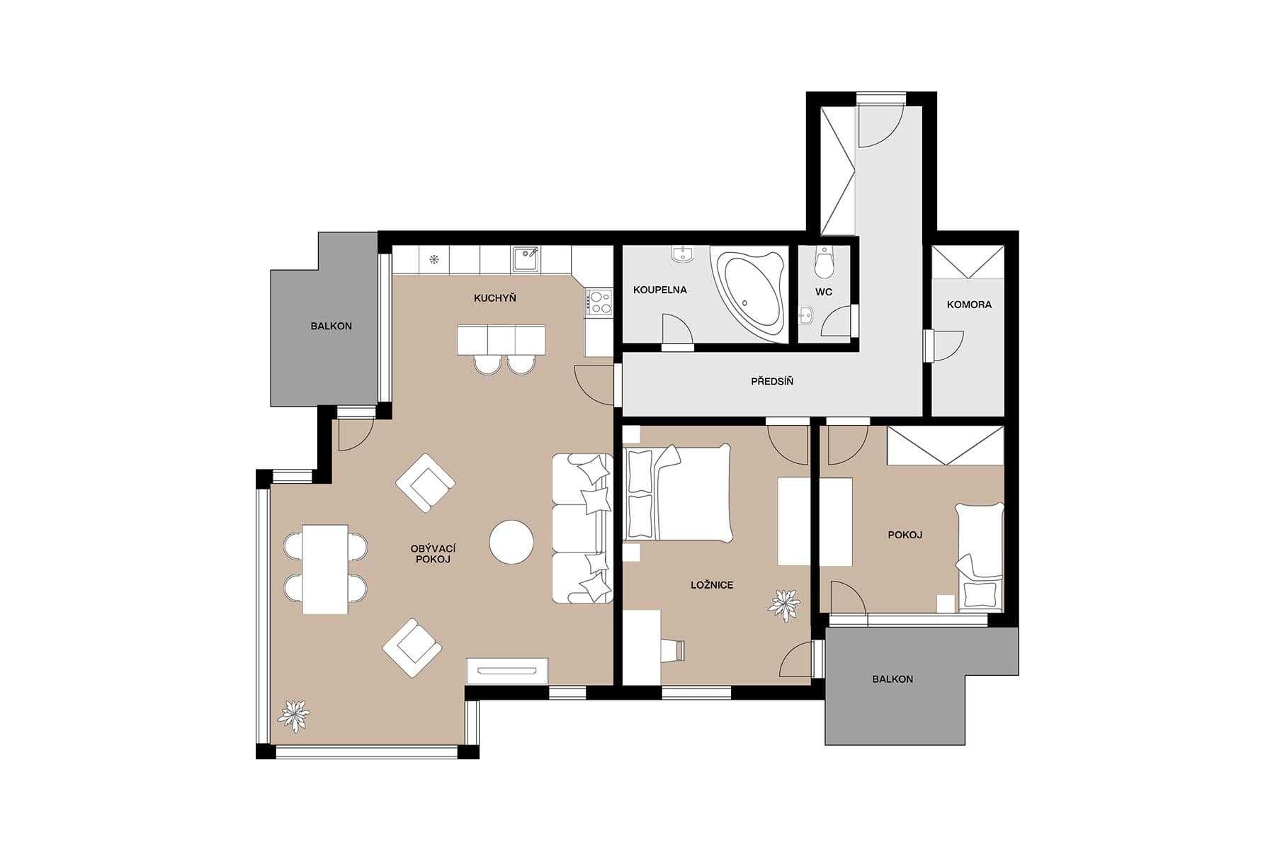 Predaj bytu 3-izbový 101 m², Brabcova, Praha, Praha Predaj bytu 3-izbový 101 m², Brabcova, Praha, Praha