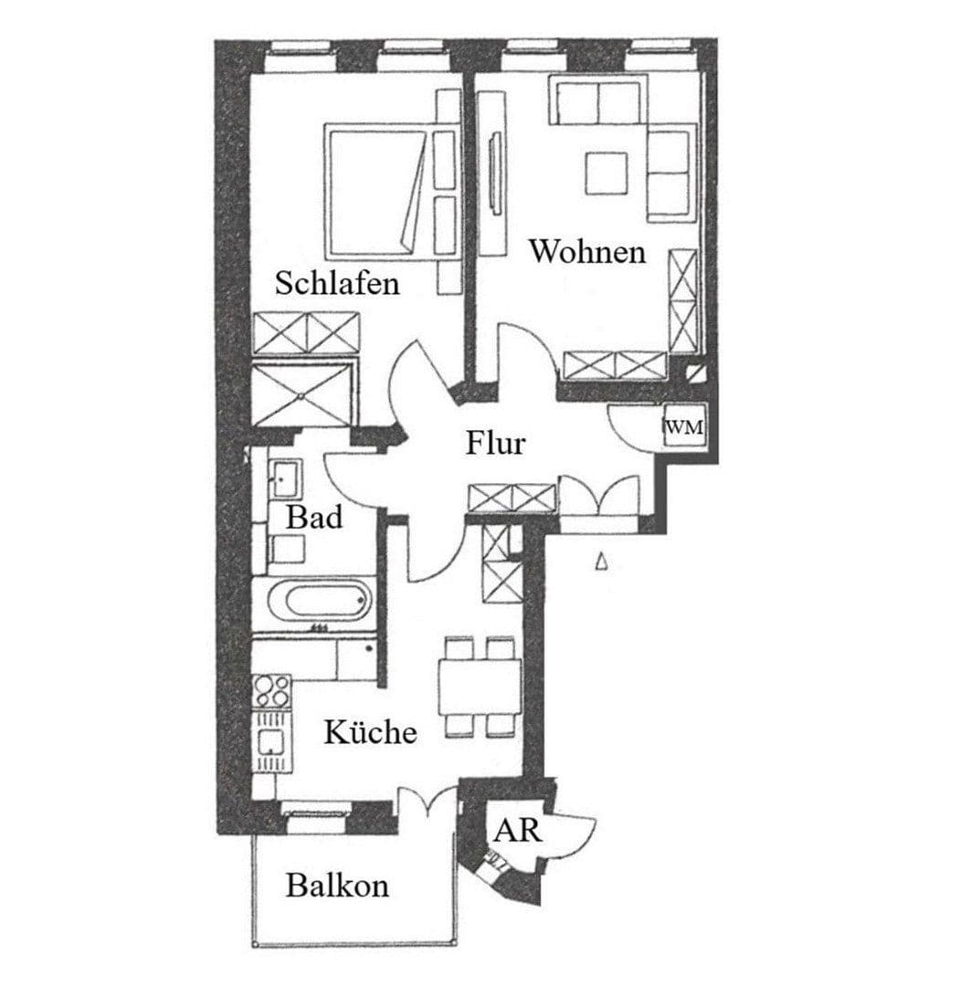 Prenájom bytu 2-izbový 58 m², Engelsdorfer Straße, Leipzig, Sasko Prenájom bytu 2-izbový 58 m², Engelsdorfer Straße, Leipzig, Sasko