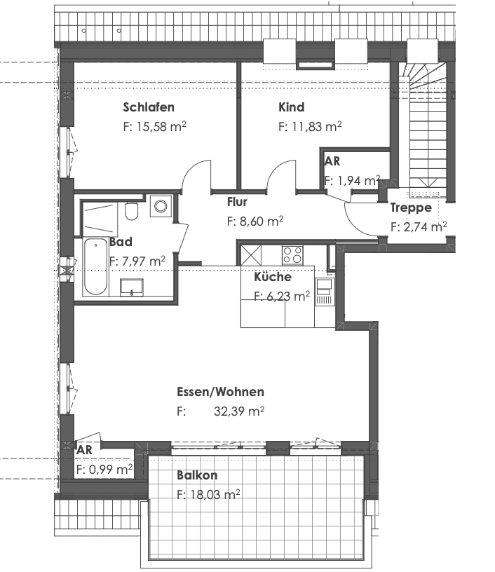Prenájom bytu 3-izbový 94 m², Dorfstraße 11b, Germering, Bavorsko Prenájom bytu 3-izbový 94 m², Dorfstraße 11b, Germering, Bavorsko