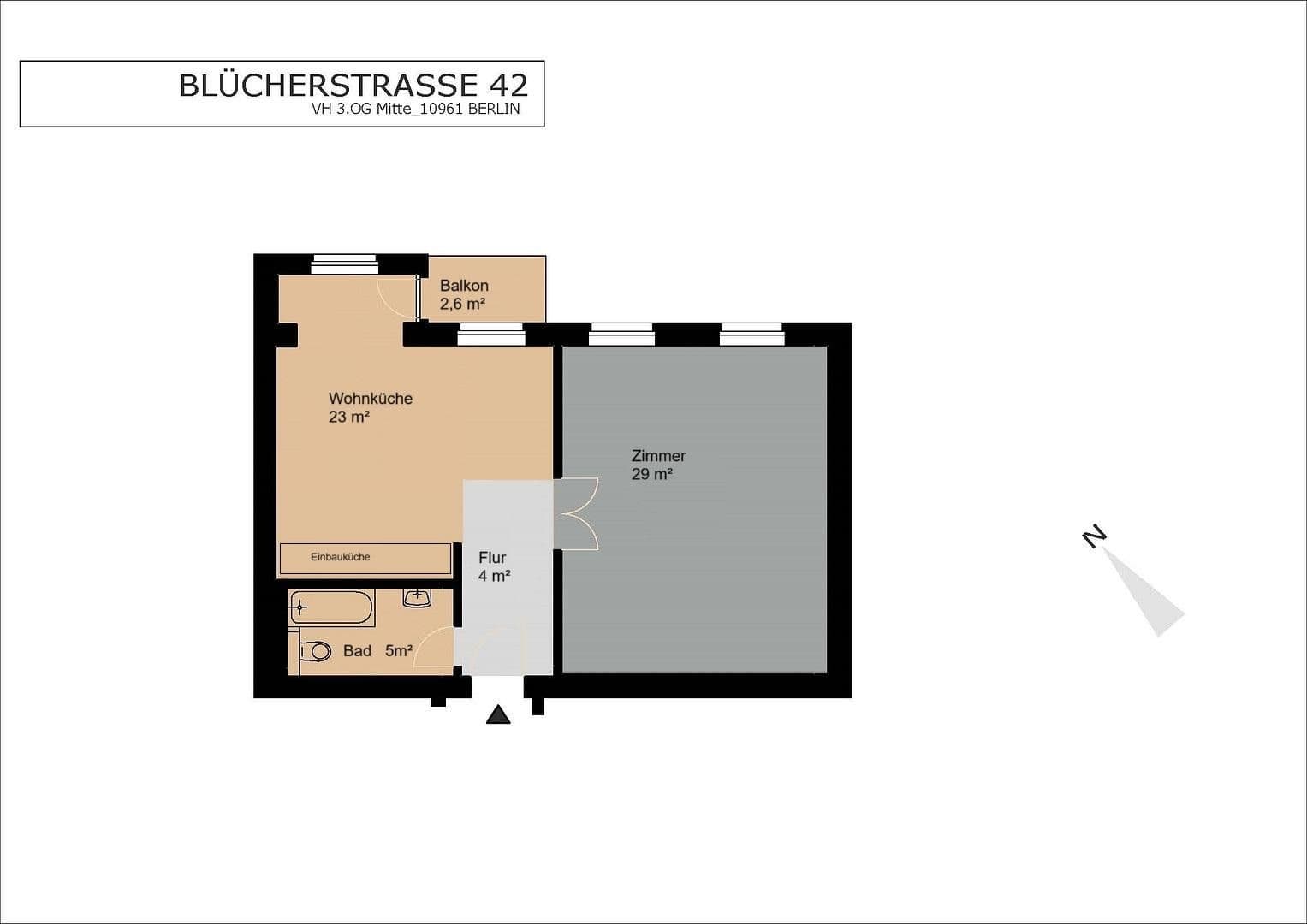 Prenájom bytu 2-izbový 60 m², Blücherstraße 42, Berlin, Berlín Prenájom bytu 2-izbový 60 m², Blücherstraße 42, Berlin, Berlín
