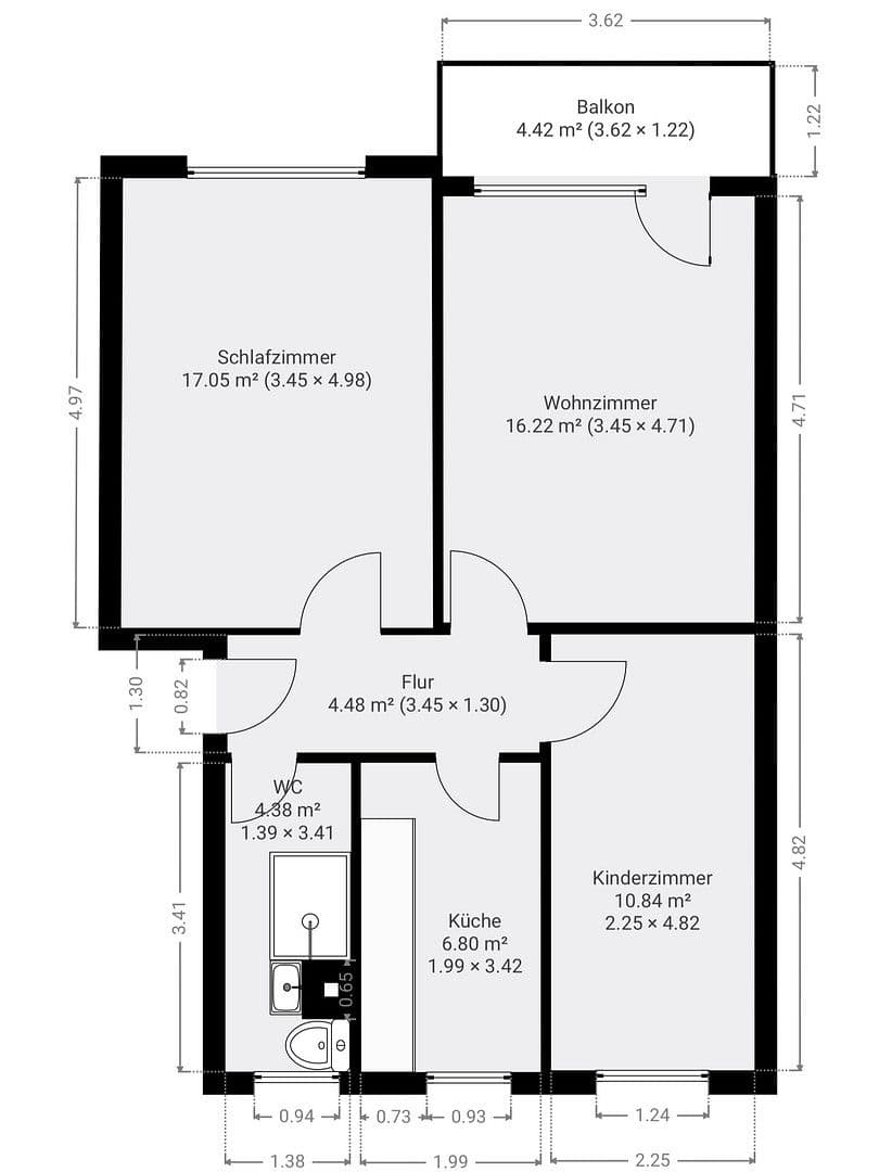 Prenájom bytu 3-izbový 60 m², Hans-Beimler-Str. 25, Greifswald, Meklenbursko-Predpomoransko Prenájom bytu 3-izbový 60 m², Hans-Beimler-Str. 25, Greifswald, Meklenbursko-Predpomoransko