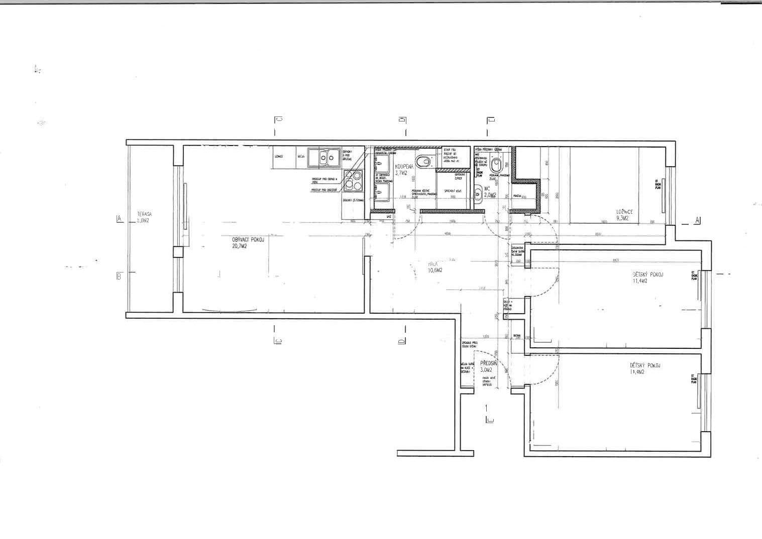 Prenájom bytu 4-izbový 72 m², Božetická, Praha, Praha Prenájom bytu 4-izbový 72 m², Božetická, Praha, Praha