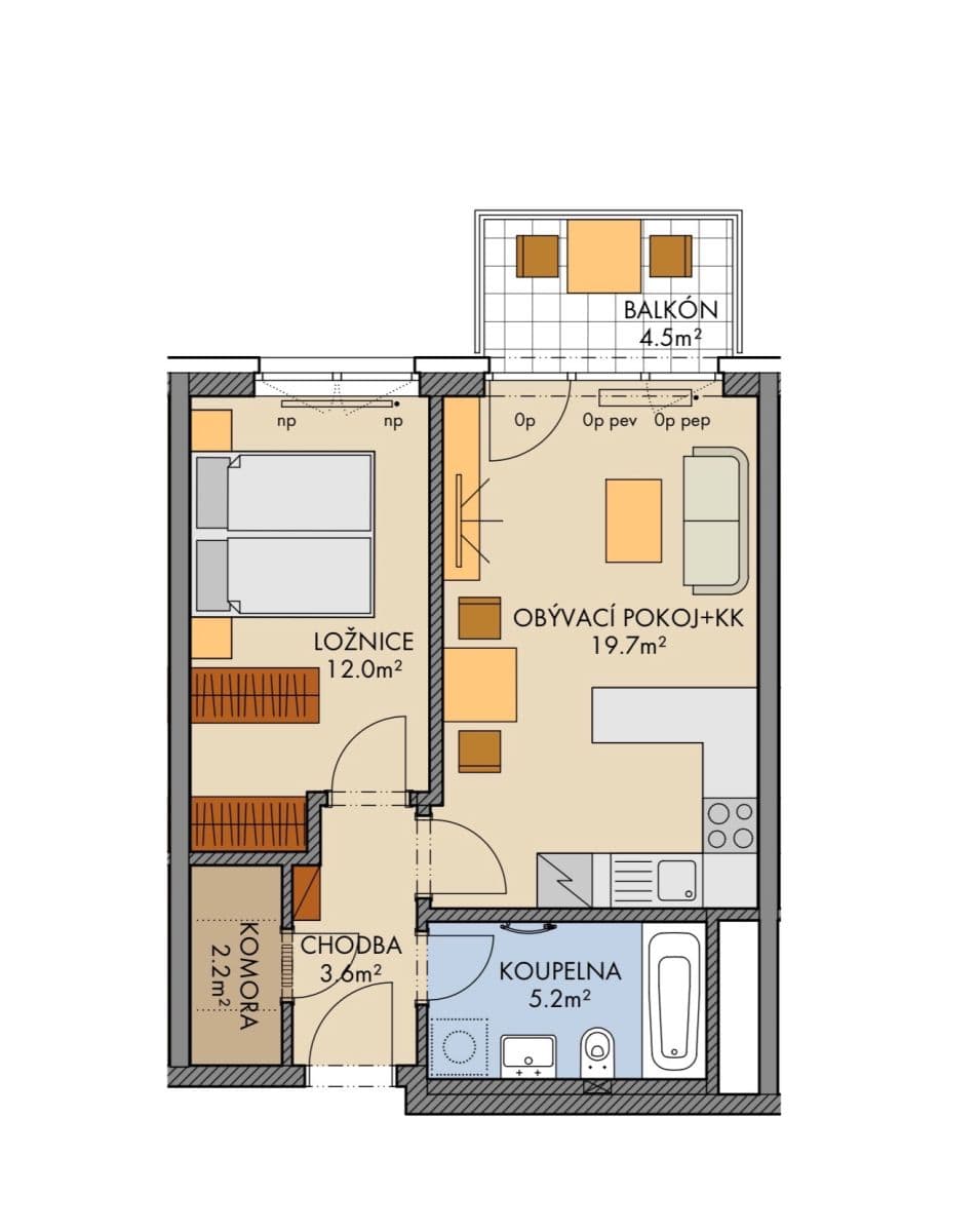 Prenájom bytu 2-izbový 45 m², Pod Harfou, Praha, Praha Prenájom bytu 2-izbový 45 m², Pod Harfou, Praha, Praha