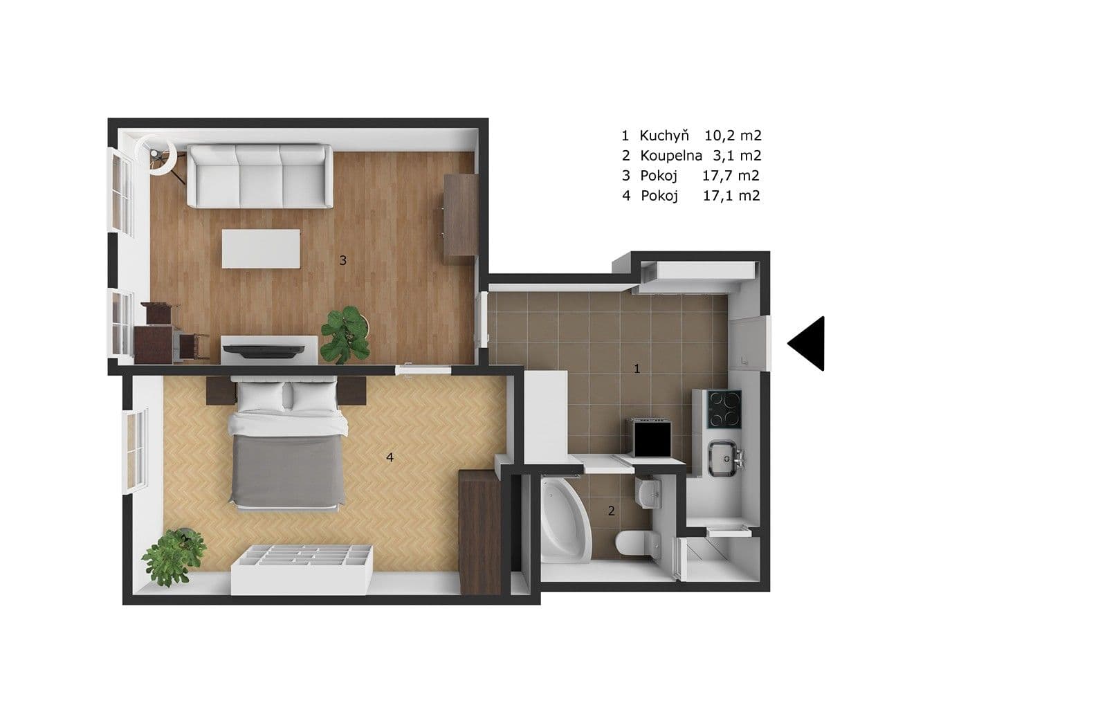Prenájom bytu 2-izbový 50 m², Branická, Praha, Praha Prenájom bytu 2-izbový 50 m², Branická, Praha, Praha