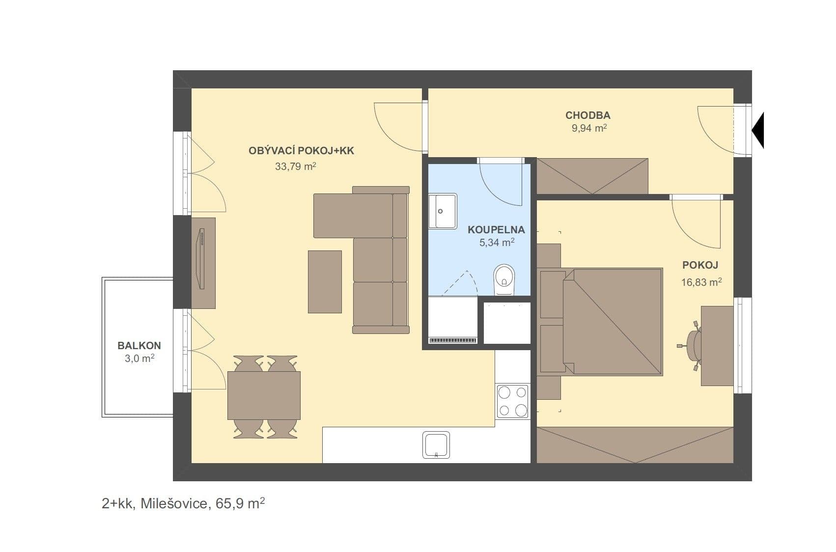 Predaj bytu 2-izbový 66 m², 41910, Milešovice, Jihomoravský kraj Predaj bytu 2-izbový 66 m², 41910, Milešovice, Jihomoravský kraj