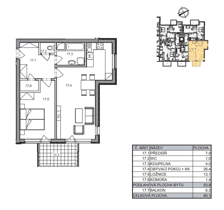 Prenájom bytu 2-izbový 54 m², Rychtáře Petříka, Praha, Praha Prenájom bytu 2-izbový 54 m², Rychtáře Petříka, Praha, Praha