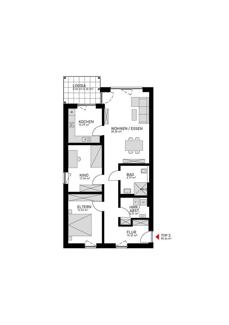 Prenájom bytu 3-izbový 99 m², Gabelsberger Str. 11c, Herne, Severné Porýnie - Westfálsko Prenájom bytu 3-izbový 99 m², Gabelsberger Str. 11c, Herne, Severné Porýnie - Westfálsko