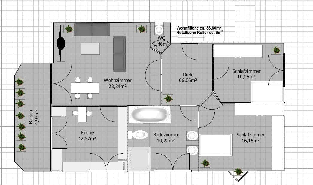 Prenájom bytu 3-izbový 90 m², Kelkheim (Taunus), Hesensko Prenájom bytu 3-izbový 90 m², Kelkheim (Taunus), Hesensko