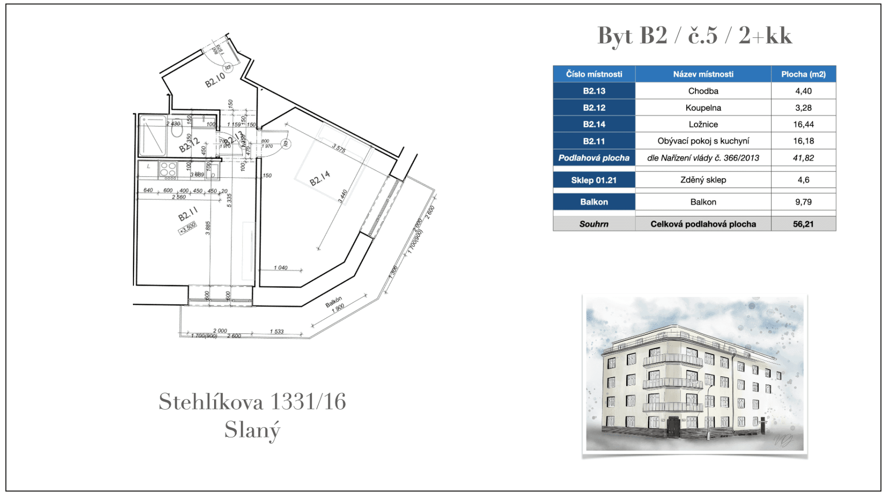 Predaj bytu 2-izbový 56 m², Stehlíkova, Slaný, Středočeský kraj Predaj bytu 2-izbový 56 m², Stehlíkova, Slaný, Středočeský kraj