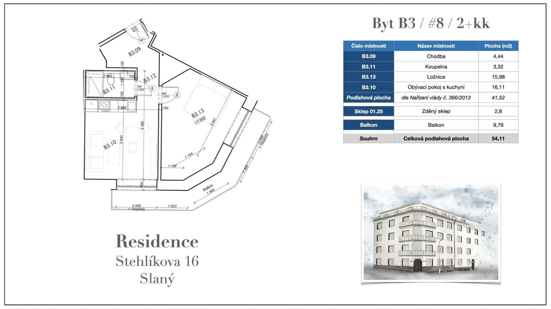 Predaj bytu 2-izbový 54 m², Stehlíkova, Slaný, Středočeský kraj Predaj bytu 2-izbový 54 m², Stehlíkova, Slaný, Středočeský kraj