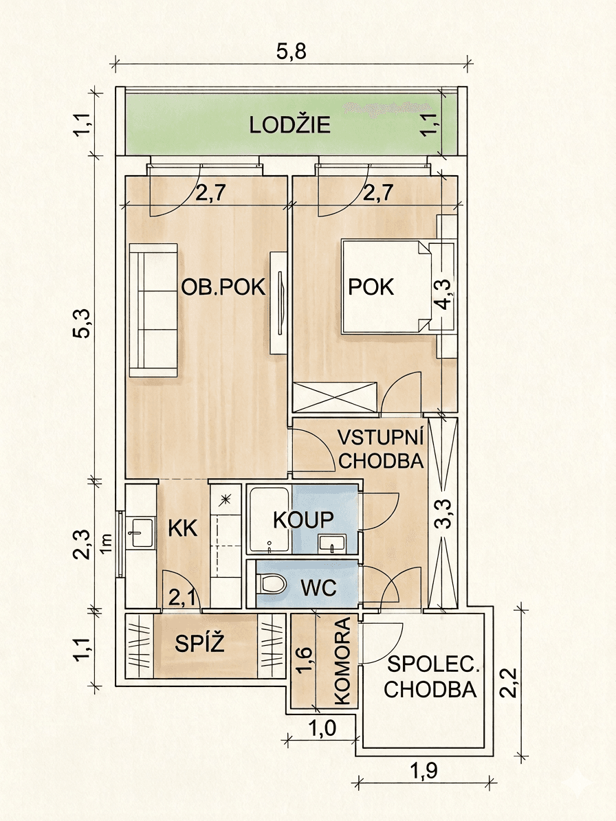 Predaj bytu 2-izbový 47 m², Kozmíkova, Praha, Praha Predaj bytu 2-izbový 47 m², Kozmíkova, Praha, Praha