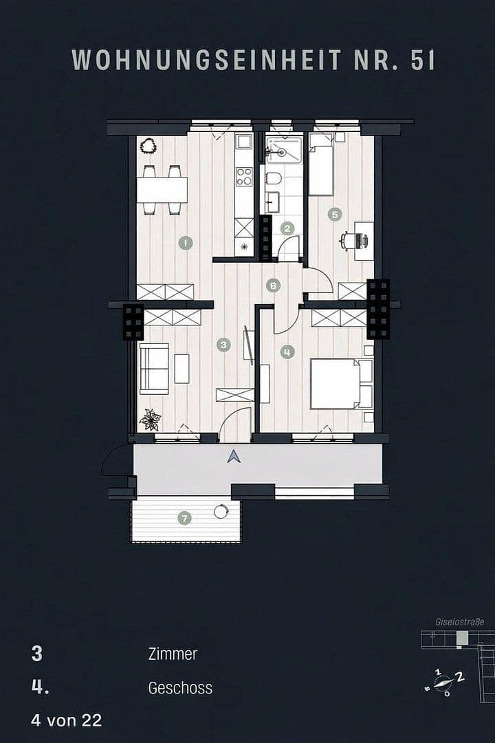 Prenájom bytu 3-izbový 69 m², Giselastraße 11, Bezirk Lichtenberg, Berlín Prenájom bytu 3-izbový 69 m², Giselastraße 11, Bezirk Lichtenberg, Berlín