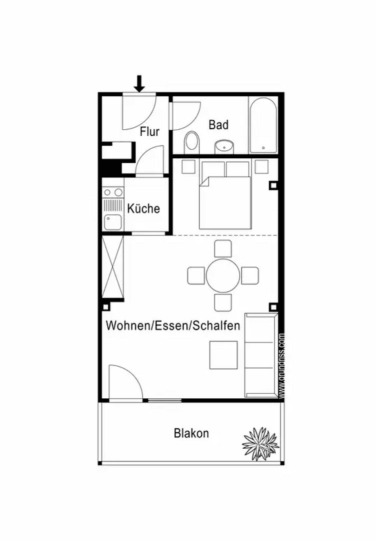 Prenájom bytu 1-izbový 42 m², Kiefernstraße 1, Siegsdorf, Bavorsko Prenájom bytu 1-izbový 42 m², Kiefernstraße 1, Siegsdorf, Bavorsko